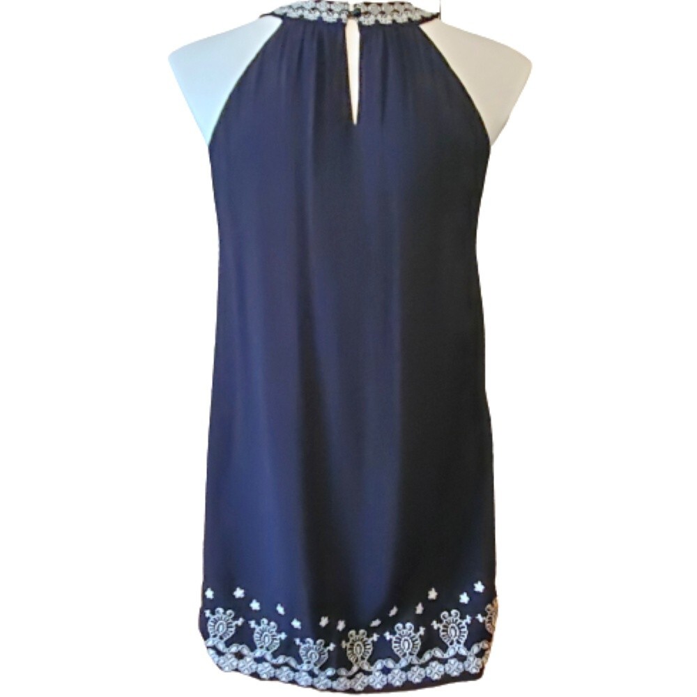 Thml Stitch Fix Vittoria Embroidered A-Line Dress Black Mini Halter Size Medium View 5